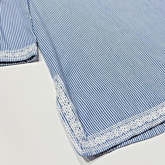 J. McLaughlin Blue Striped Lace Trim Blouse Tunic 3/4 Sleeve Women's Size S (A1) - Picture 13 of 16